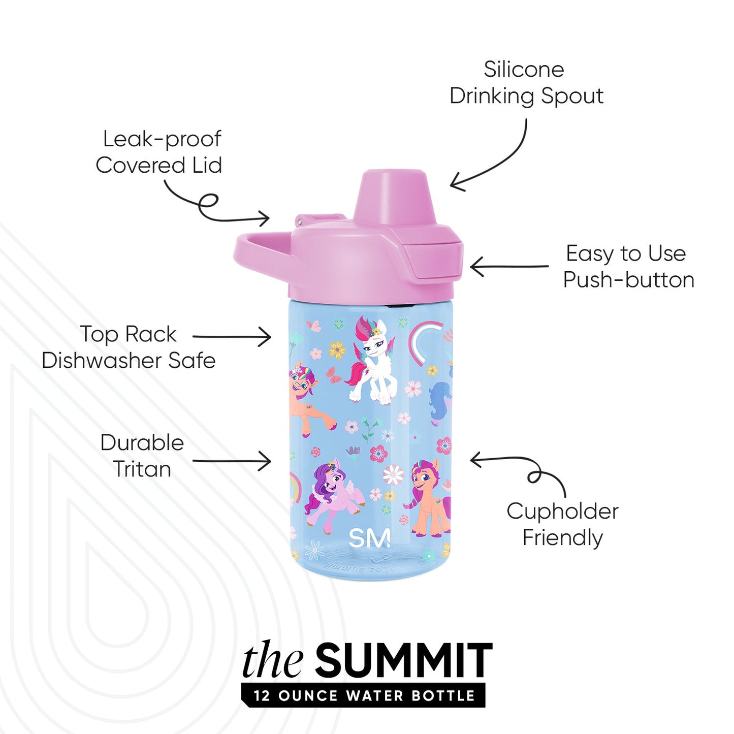 Summit Kids Plastic Water Bottle with Simple Flip Straw Lid