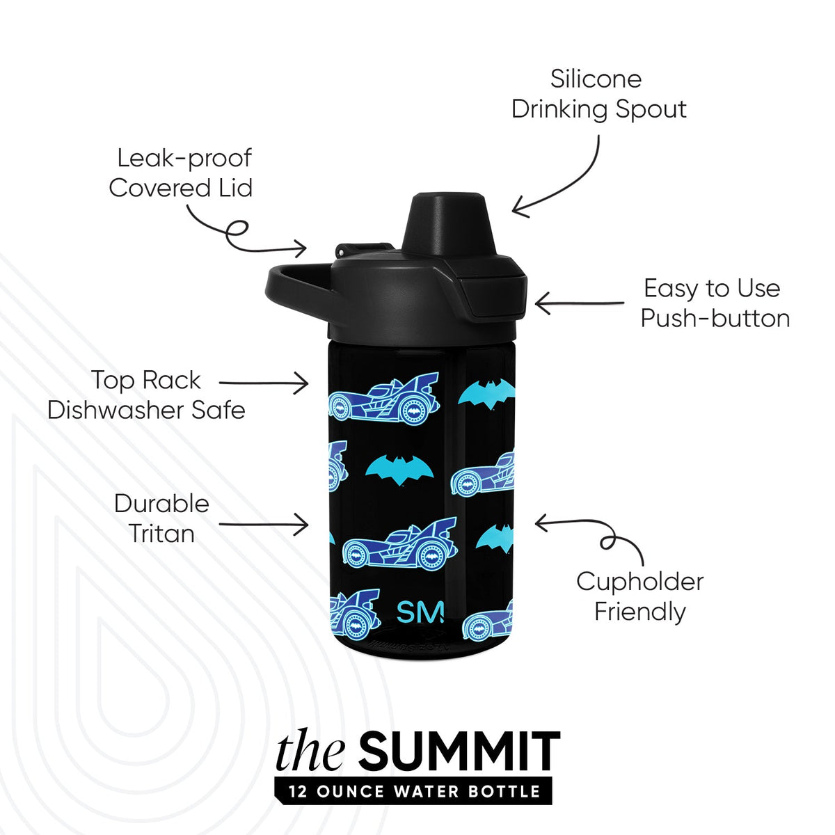 Summit Kids Plastic Water Bottle with Simple Flip Straw Lid