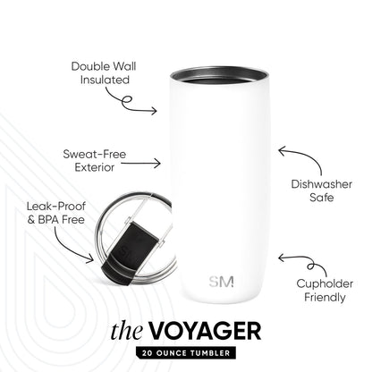 Voyager Tumbler with Clear Flip Lid & Straw