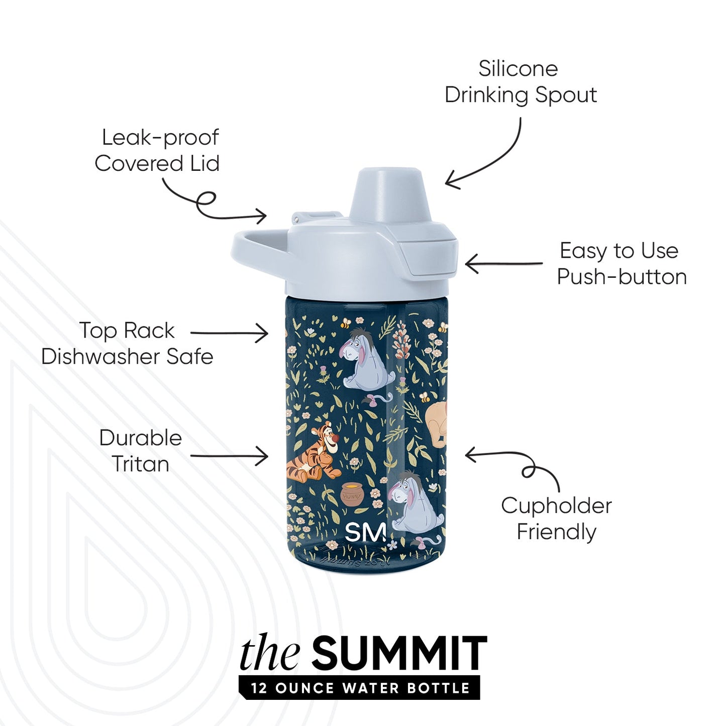 Summit Kids Plastic Water Bottle with Simple Flip Straw Lid