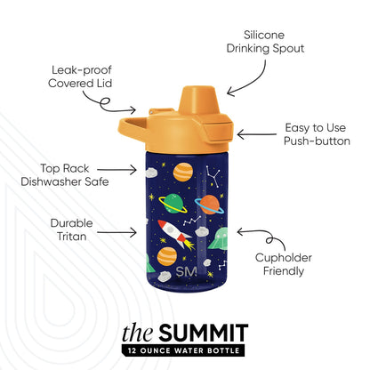 Summit Kids Plastic Water Bottle with Simple Flip Straw Lid